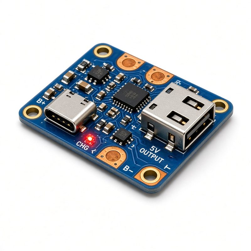 USB Type-C 5V Step-Up Booster — Lithium Battery Charging & Protection Module (Power Bank)